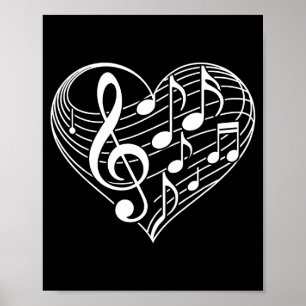 Heart Shape Musical Notes Valentine's Day Men Wome Poster