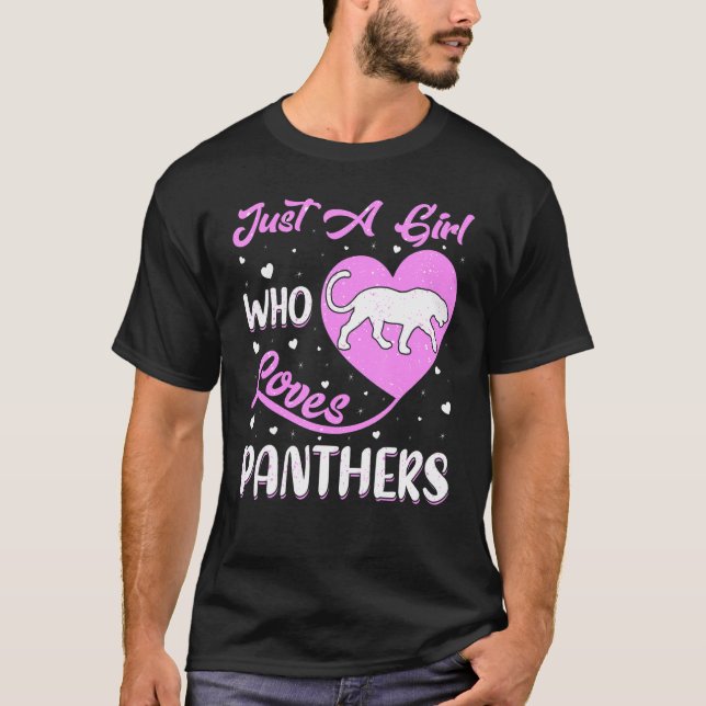 Heart Shape Panther Just A Girl Who Loves Panthers T-Shirt (Front)