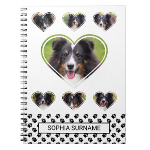 Heart Shape Pet Photo Templates And Paws & Text Notebook