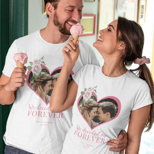 Heart shape photo chic floral engagement T-Shirt