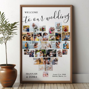 Heart Shape Photo Collage 29 Pic Wedding Welcome Poster