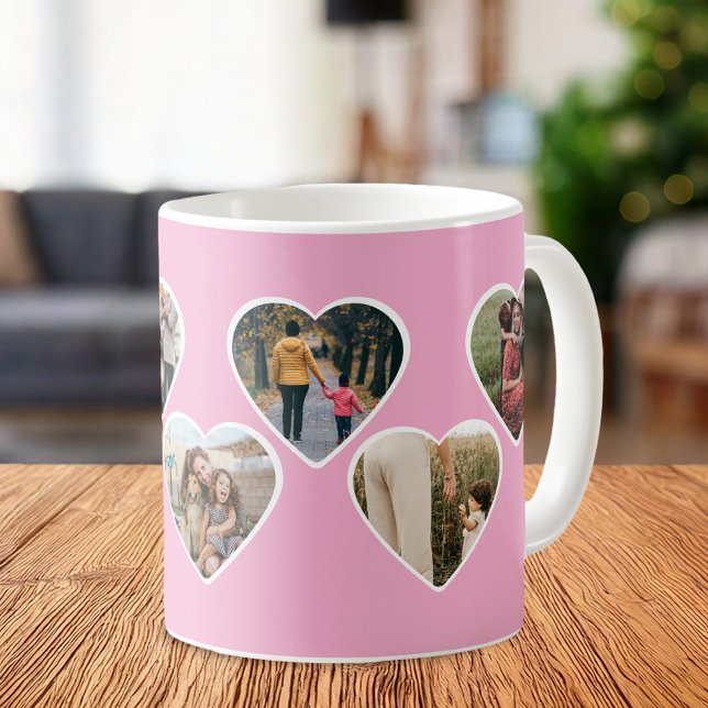 Heart Shape Photo Collage Coffee Mug (Creator Uploaded)