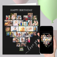 Heart Shape Photo Collage Love Script Birthday