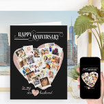 Heart Shape Photo Collage Wedding Anniversary Card<br><div class="desc">Happy Anniversary card for your wife or husband. The template is set up for you to add 20 of your favourite photos as well as to personalise the wording on the front, the custom message inside and the year on the back. Your pictures are displayed in square / instagram format...</div>