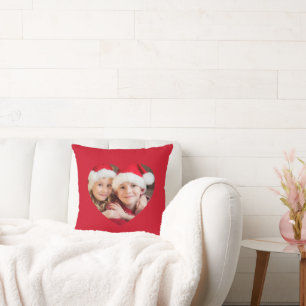 Heart Shape Photo Red Cushion