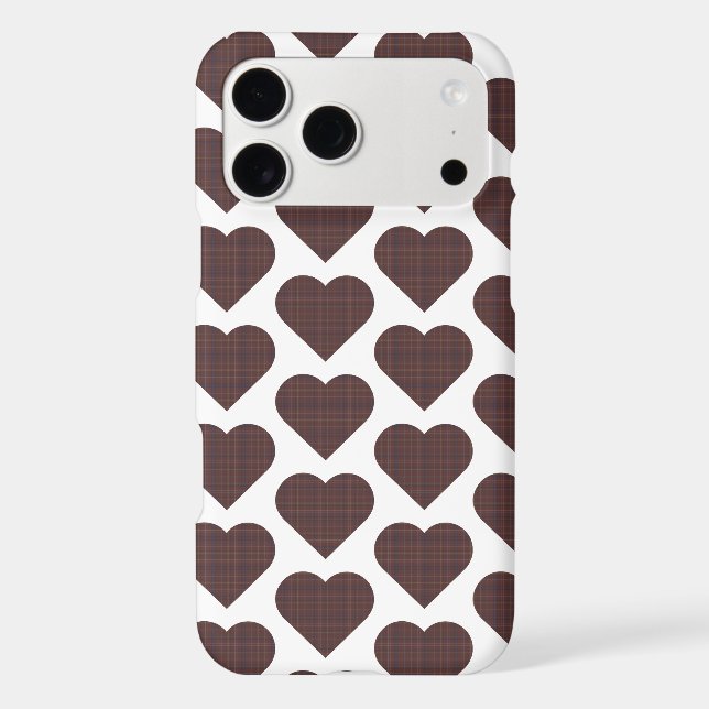 Heart Shape Plaid Classic Brown iPhone Case (Back)