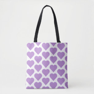 Heart Shape Plaid Pink Purple Tote Bag