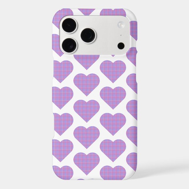 Heart Shape Plaid Purple Pink iPhone Case (Back)