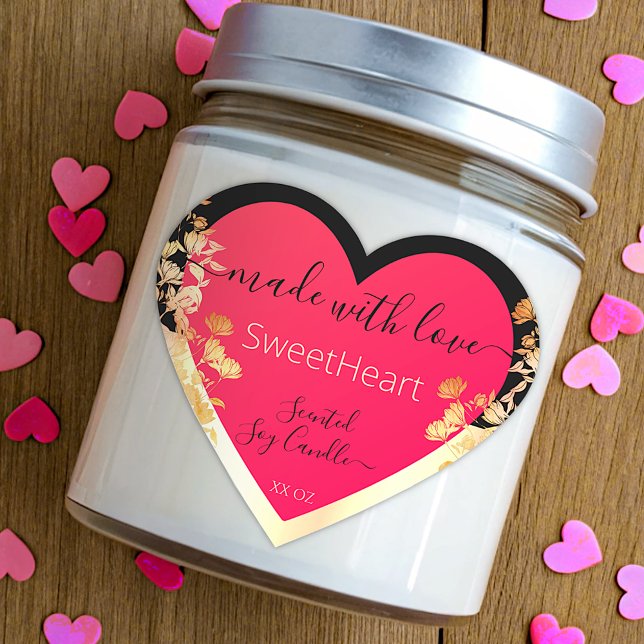 Heart Shape Product Packaging Labels Pink & Gold (Creator Uploaded)