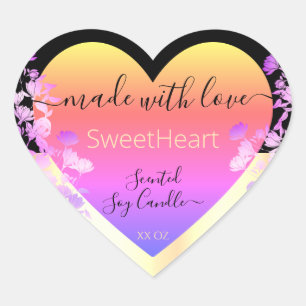 Heart Shape Product Packaging Labels Rainbow Gold