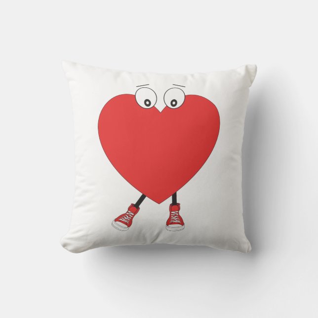 Heart Shape Red Cute Love Character Design Cushion (Front)