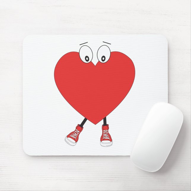 Heart Shape Red Cute Love Character Design Mouse Pad (With Mouse)
