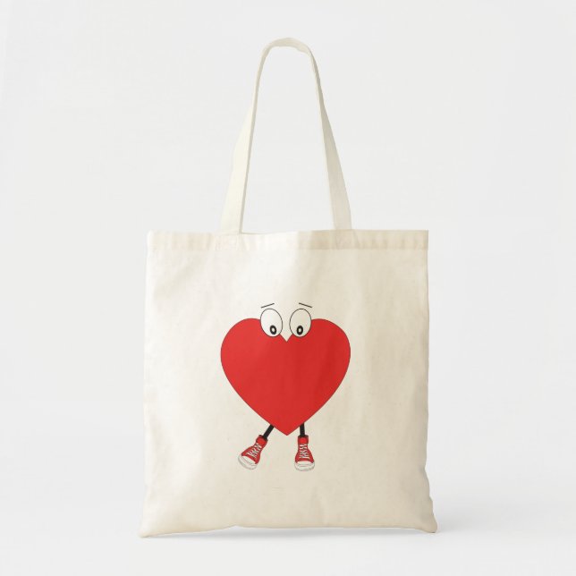 Heart Shape Red Cute Love Character Design Tote Bag (Front)