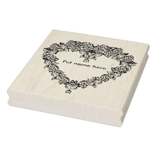 Heart shape rose pattern border 2 art stamp