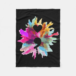 Heart Shape Semicolon Gift Suicide Prevention Awar Fleece Blanket