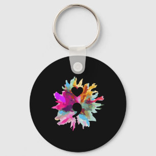 Heart Shape Semicolon Gift Suicide Prevention Awar Key Ring