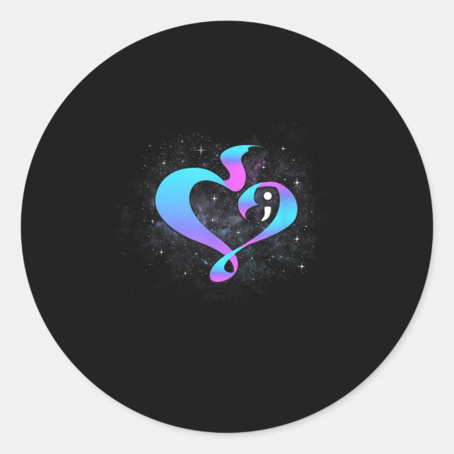 Heart Shape Semicolon - Suicide Prevention Awarene Classic Round Sticker (Front)