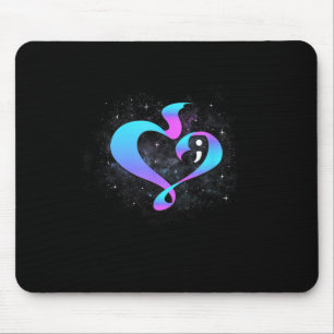 Heart Shape Semicolon - Suicide Prevention Awarene Mouse Pad