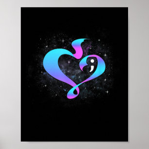 Heart Shape Semicolon - Suicide Prevention Awarene Poster