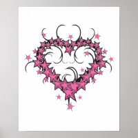 heart shape stars tattoo design