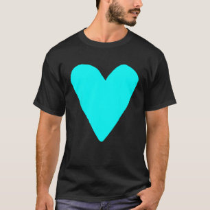 Heart Shape Symbol Love Kindness Peace Cyan T-Shirt