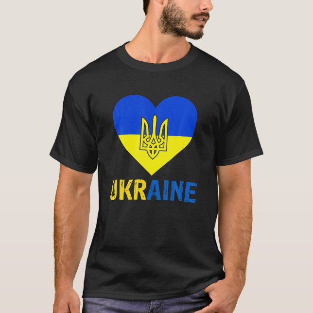 Heart Shape Ukrainian Lover We Stand With Ukraine T-Shirt (Front)