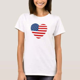 Heart Shape US Flag Customised T-Shirt