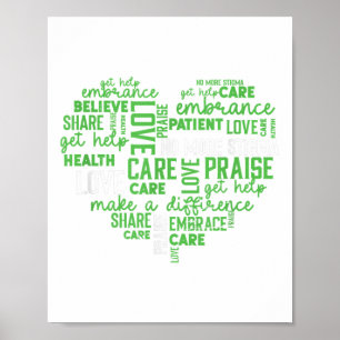 Heart Shape Word Cloud Mental Heal _ Mental Health Poster