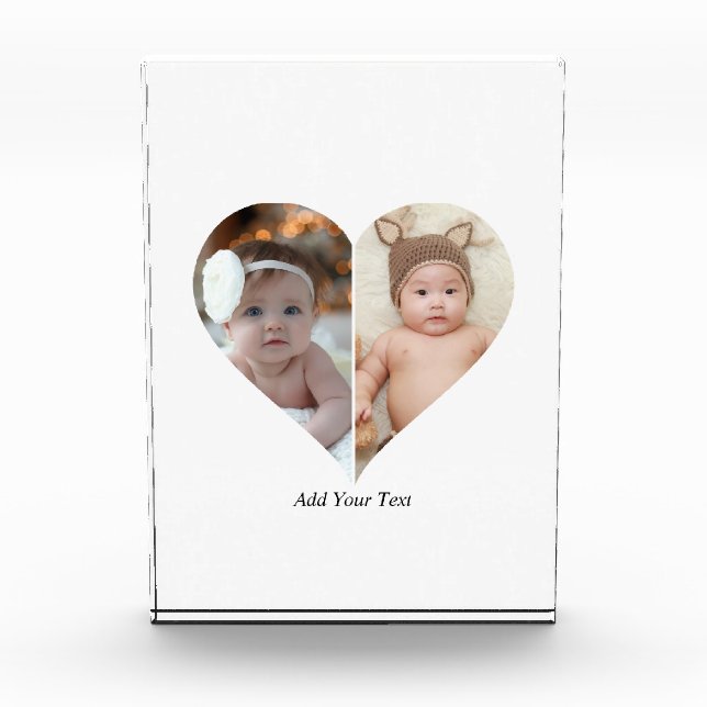 Heart Shaped 2 Photo Collage Block (Front)