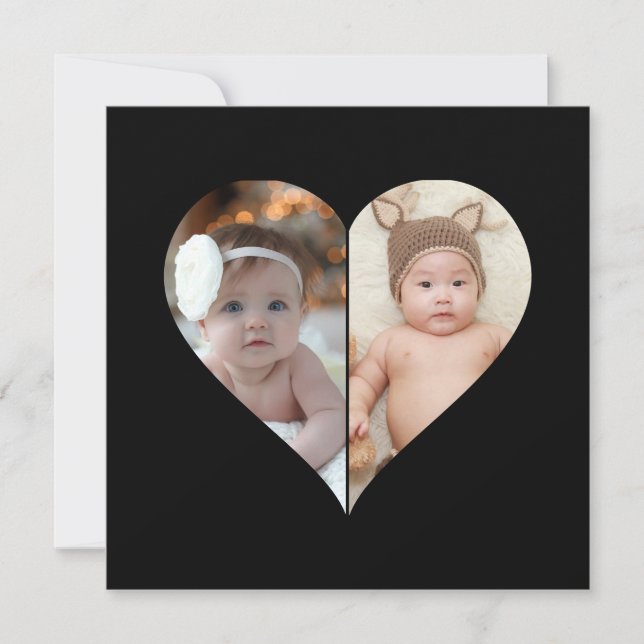 Heart Shaped 2 Photo Collage Card (Front)