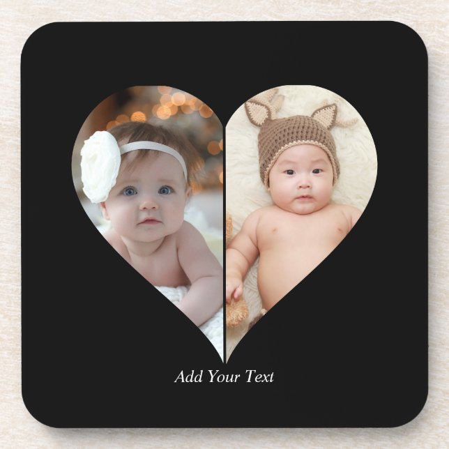 Heart Shaped 2 Photo Collage Coaster (Front)