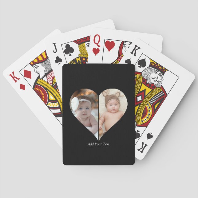 Heart Shaped 2 Photo Collage Playing Cards (Back)