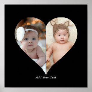Heart Shaped 2 Photo Collage Poster