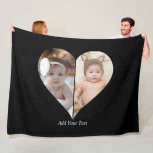 Heart Shaped 2 Photo Collage Poster Fleece Blanket