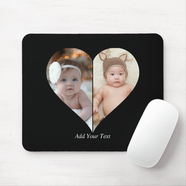 Heart Shaped 2 Photo Collage Poster Mouse Pad (With Mouse)