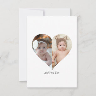 Heart Shaped 2 Photo Collage Thank You Card