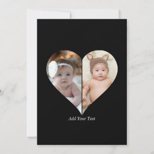 Heart Shaped 2 Photo Collage Thank You Card