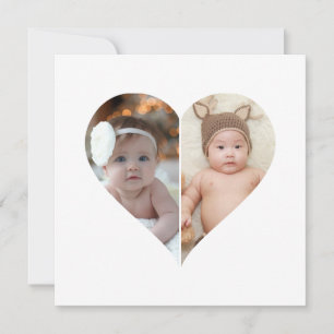 Heart Shaped 2 Photo Collage Thank You Card