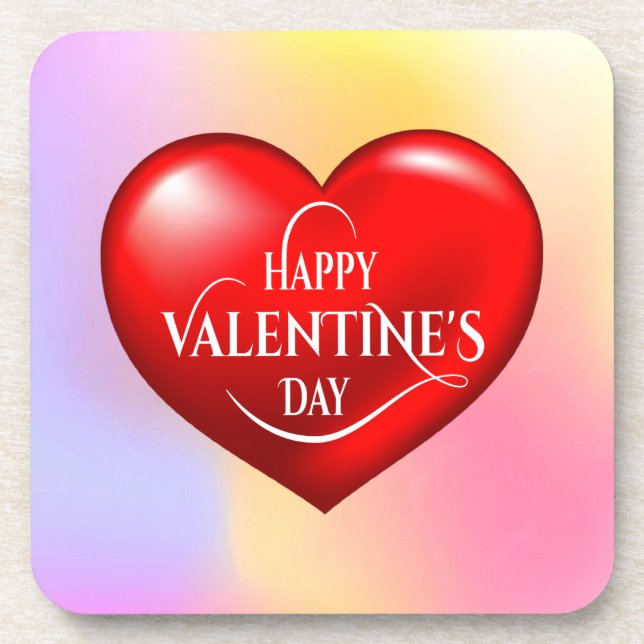 Heart Shaped 3d Red Love Symbol-50420 Coaster (Front)