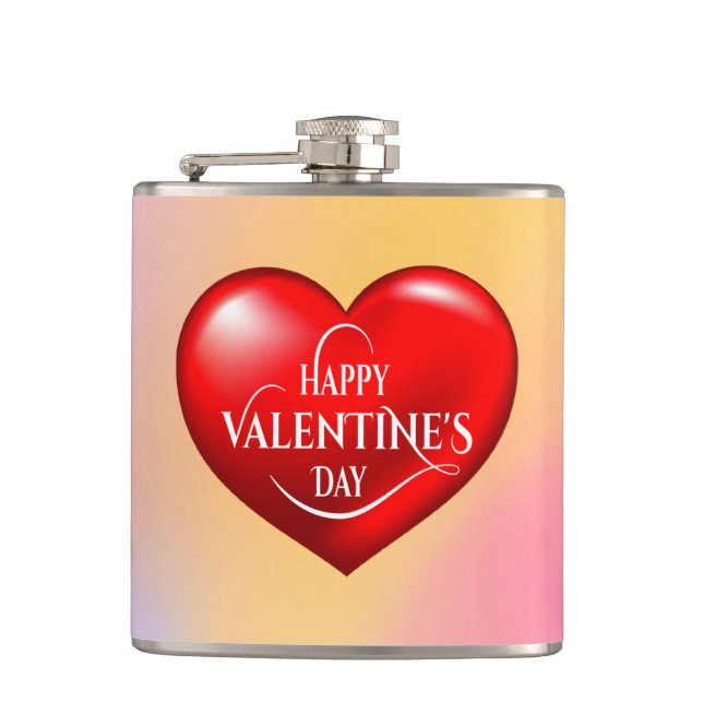 Heart Shaped 3d Red Love Symbol-50420 Hip Flask (Front)