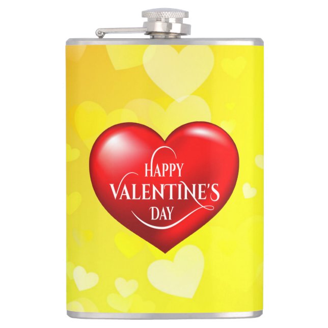Heart Shaped 3d Red Love Symbol-50420 Hip Flask (Front)