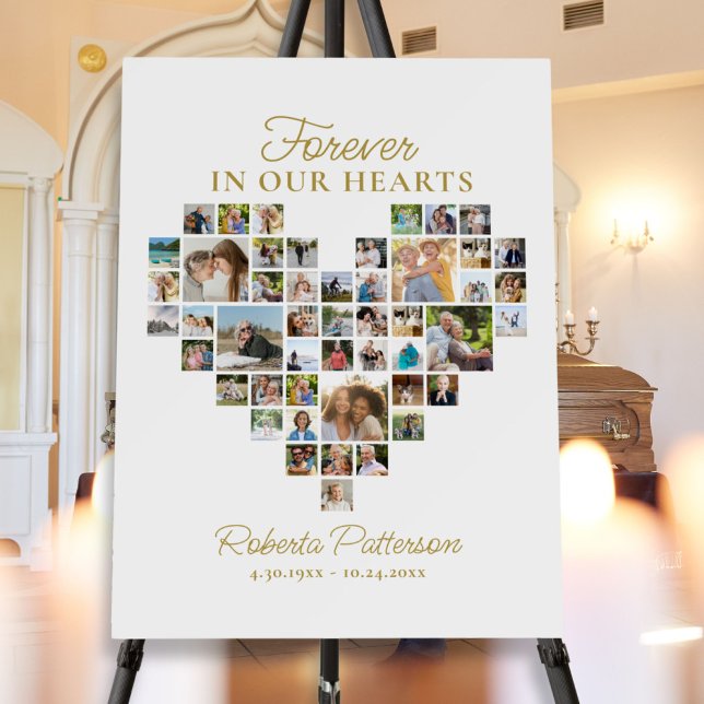Heart Shaped 48 Photo Collage Funeral Welcome  Poster (Creator Uploaded)