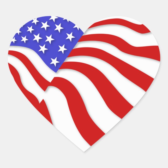 heart shaped american flag sticker (Front)