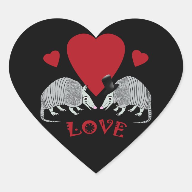 Heart Shaped Armadillo Love Sticker (Front)
