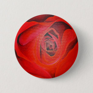 Heart Shaped Artistic Red Rose 6 Cm Round Badge