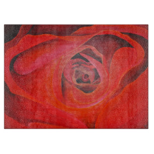 Heart Shaped Artistic Red Rose Cutting Board
