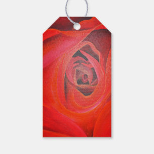Heart Shaped Artistic Red Rose Gift Tags