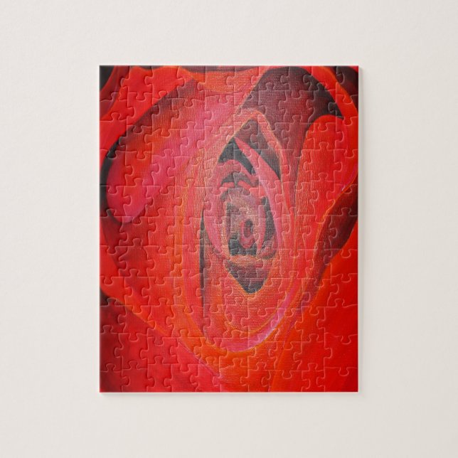 Heart Shaped Artistic Red Rose Jigsaw Puzzle (Vertical)