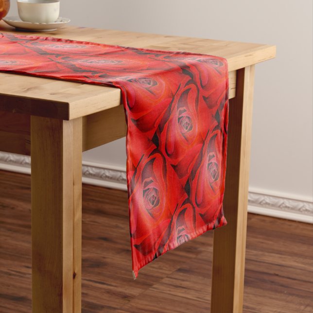 Heart Shaped Artistic Red Rose Short Table Runner (In Situ)