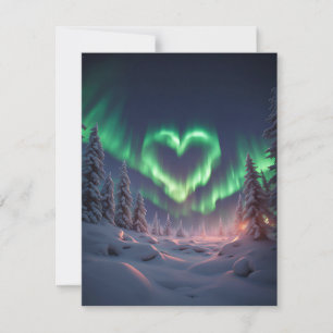 Heart Shaped Aurora Borealis Holiday Card